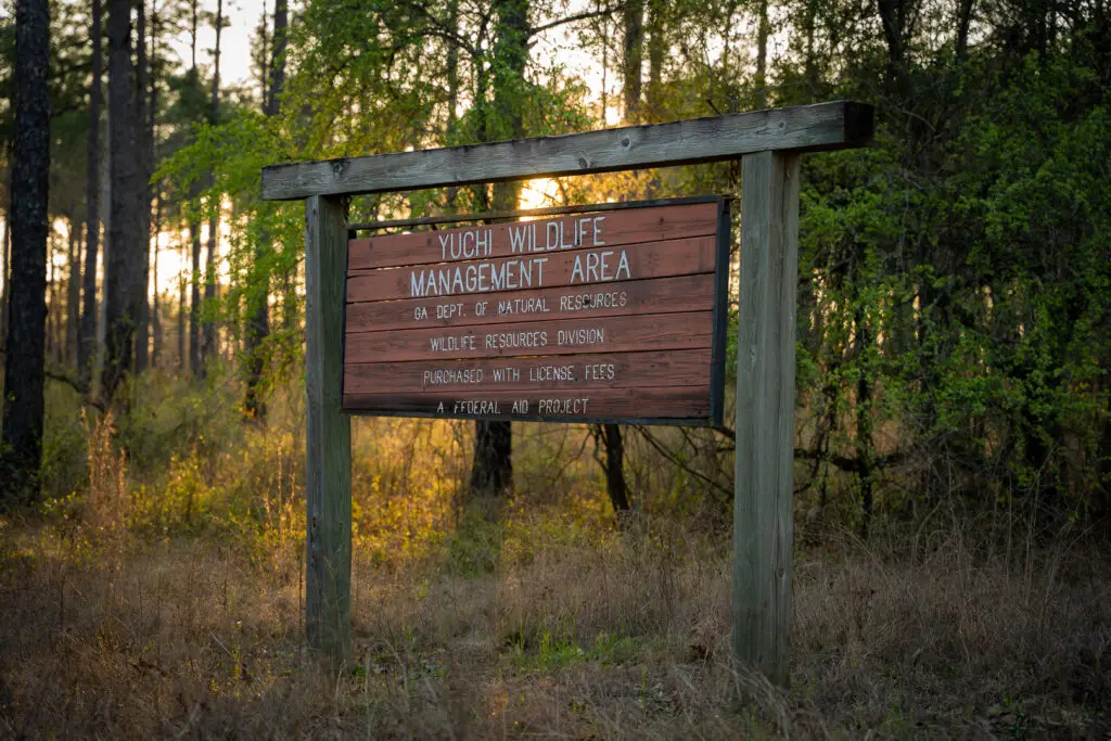 Yuchi Wildlife Management area sign near Waynesboro GA